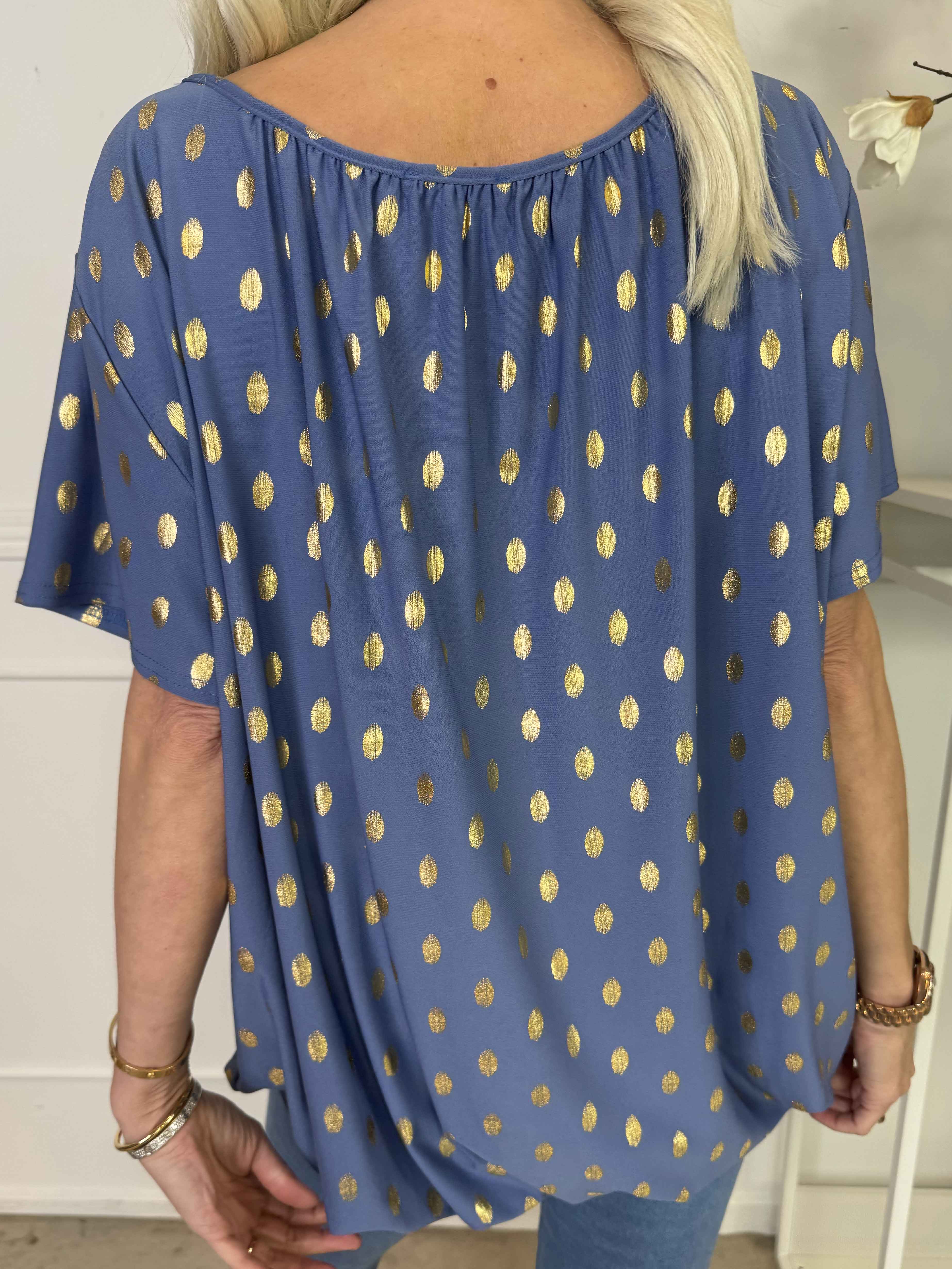 Miracle Dot T-shirt - Elastisk bluse med guld dutter på